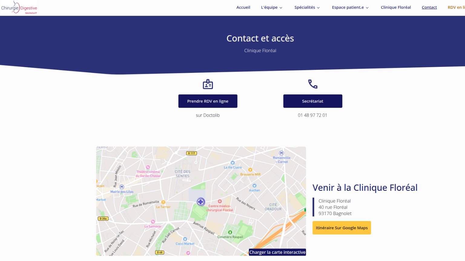 A screenshot of the website chirurgiedigestive.paris illustrates how clearly structured content facilitates the absorption of information.