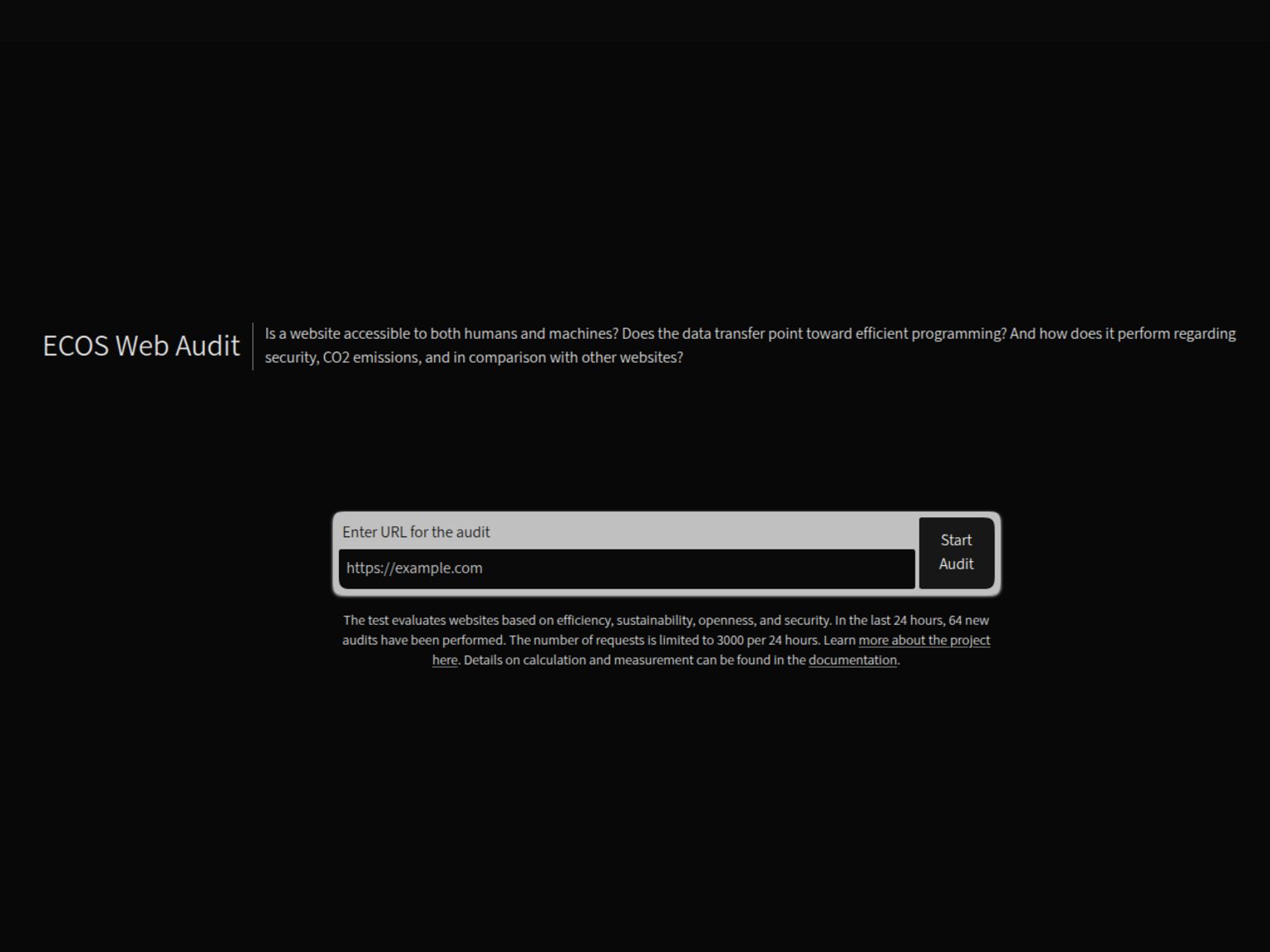 Screenshot of the webaudits.org search mask.